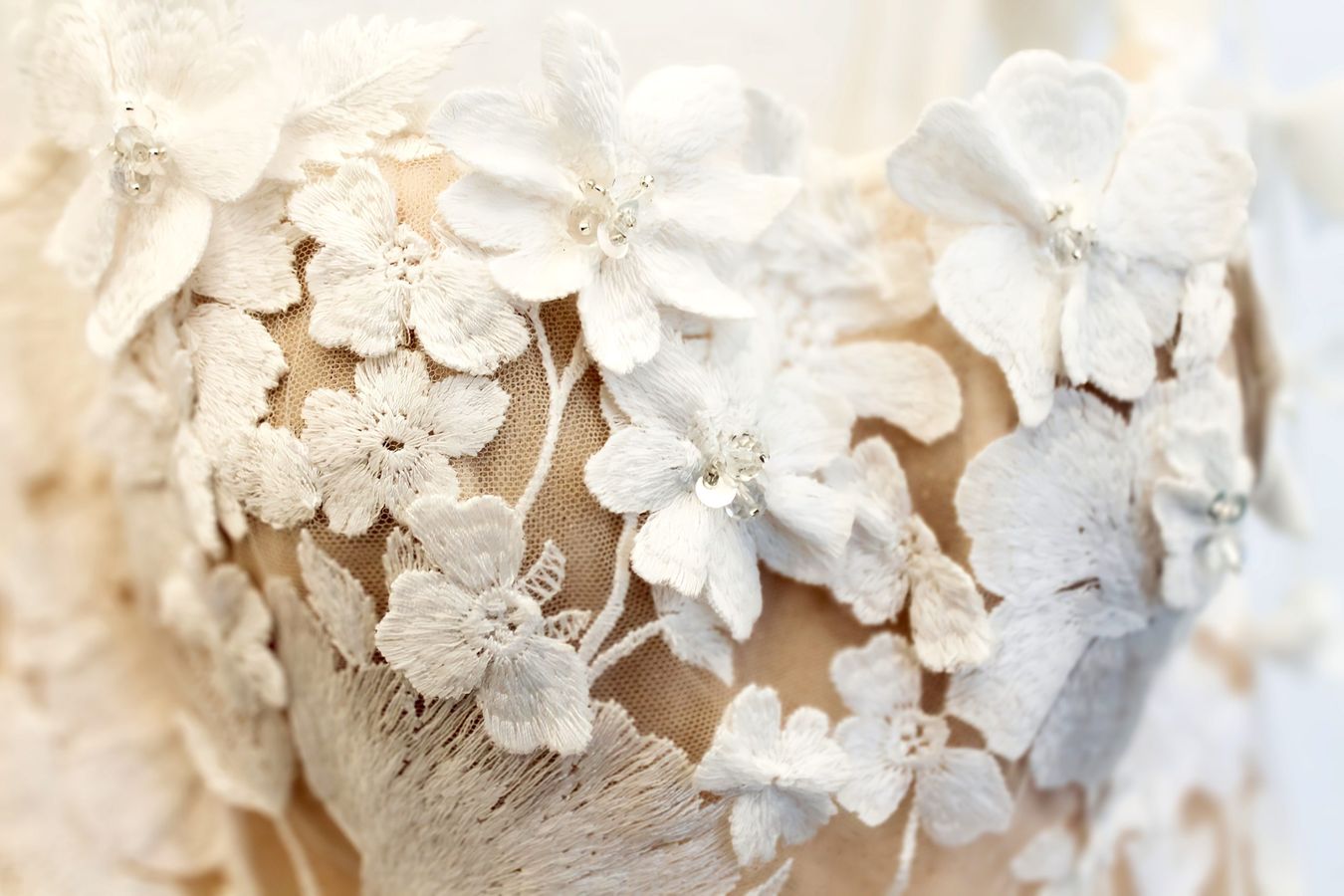 3D Blüten mit feinen Perlen 3D Blüten mit feinen Perlen