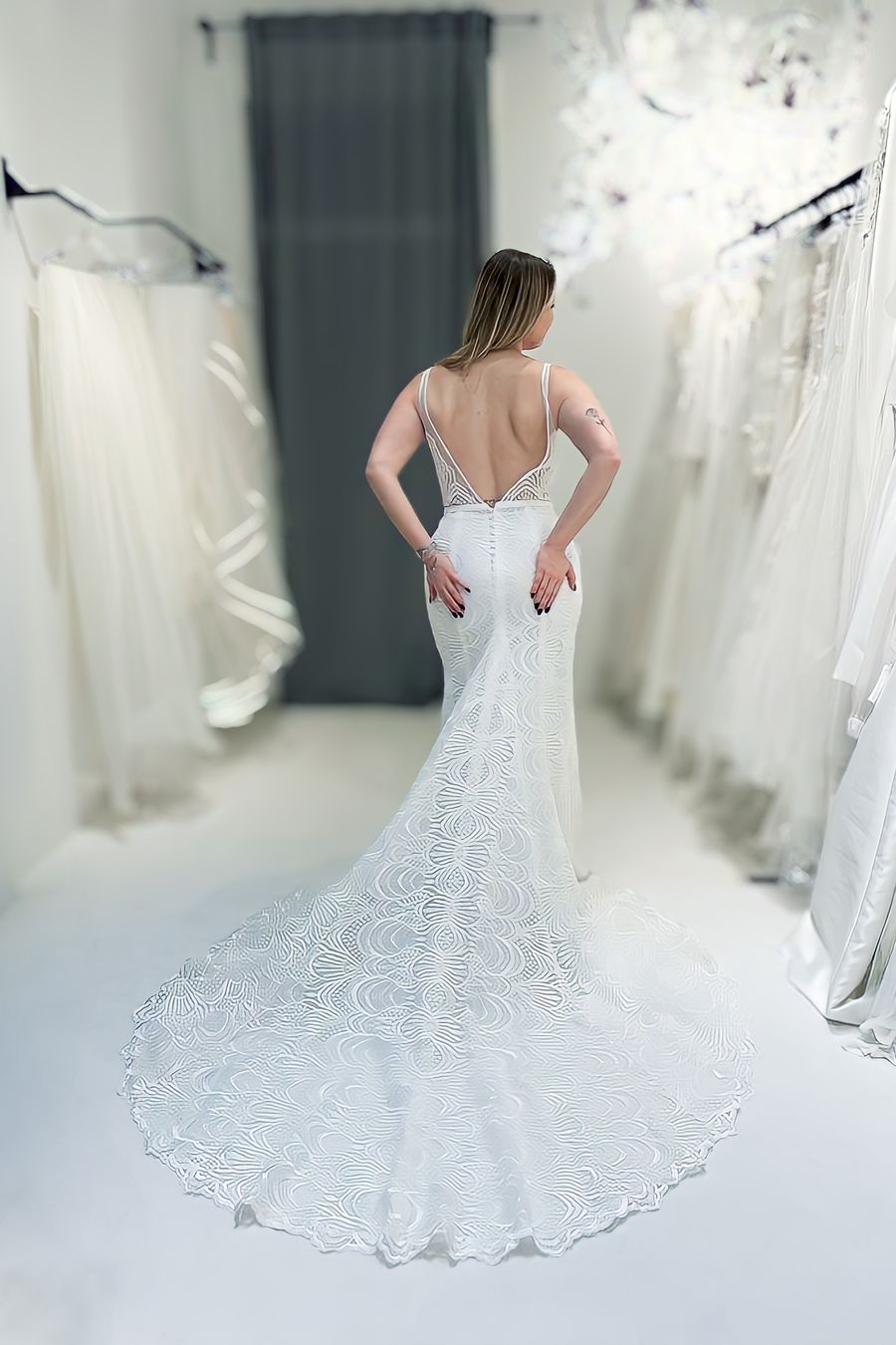 pre-loved Mermaid Style Brautkleid Modell im pre-loved Mermaid Style Brautkleid