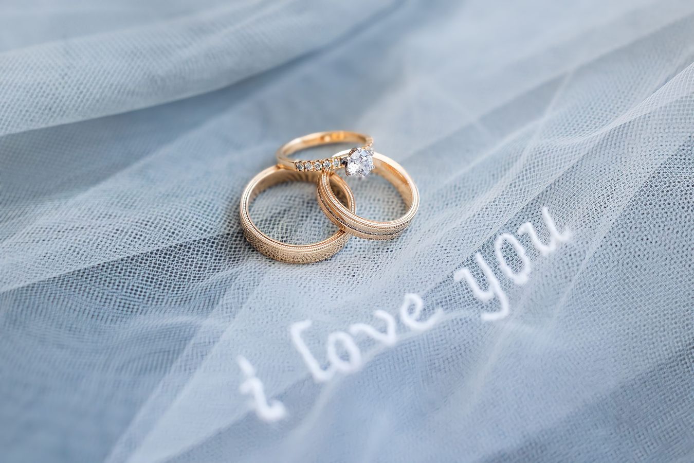 Schleier mit I LOVE YOU Ringe von 123 Gold individualisierter Schleier mit I LOVE YOU